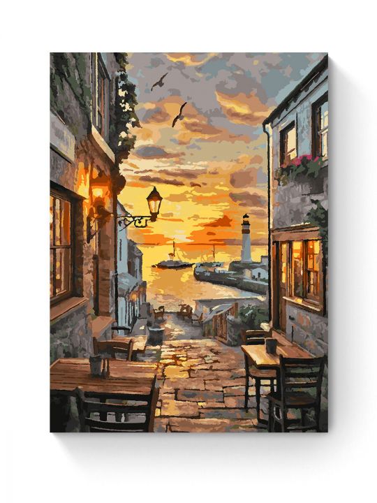 Картина по номерам на подрамнике «Кафе у моря» 80x60 см