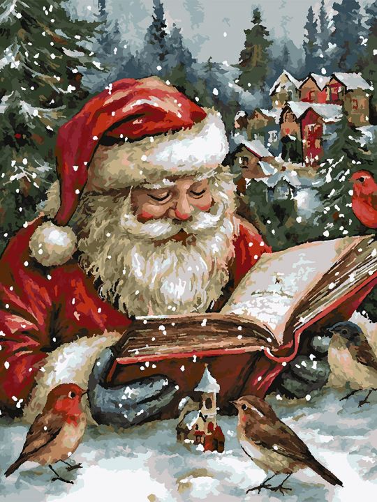 Картина по номерам без подрамника «Дед Мороз» 80x60 см