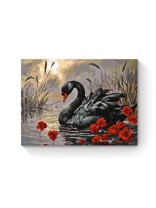 Картина по номерам на подрамнике «Черный лебедь» 80x60 см