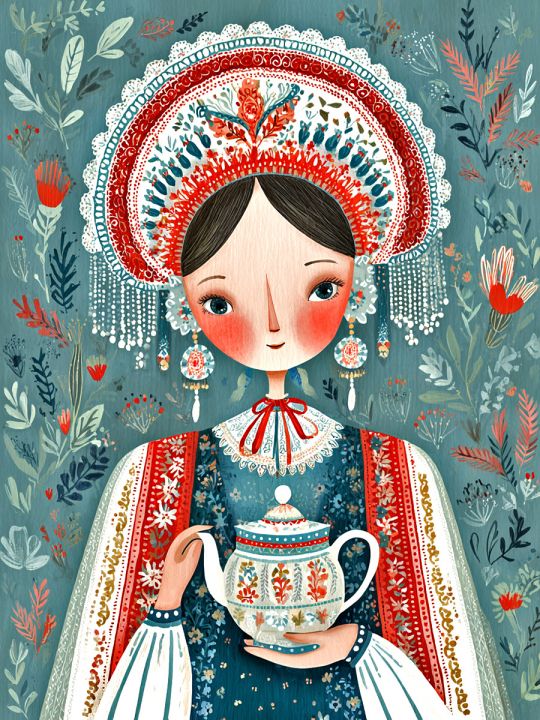 Алмазная мозаика без подрамника «Русский стиль» 50x40 см