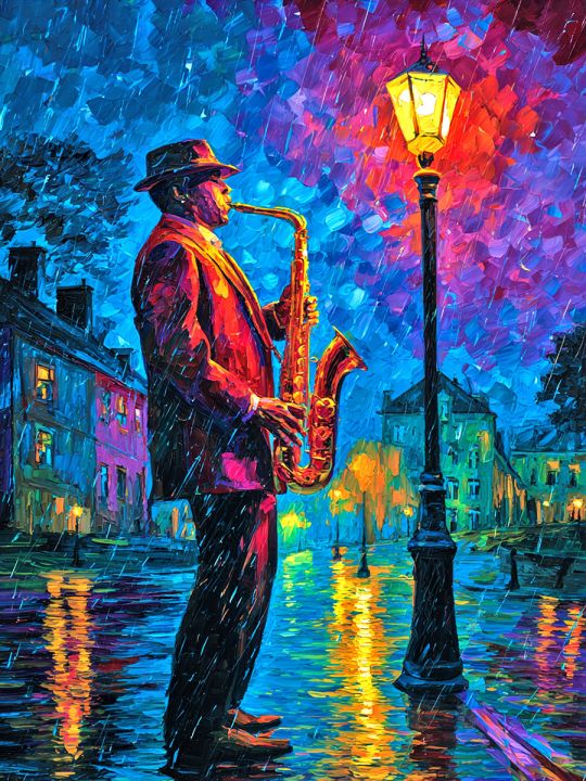 Алмазная мозаика без подрамника «Саксофонист» 40x30 см