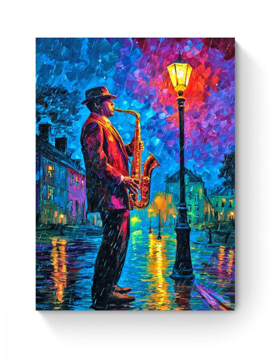 Алмазная мозаика на подрамнике «Саксофонист» 70x50 см
