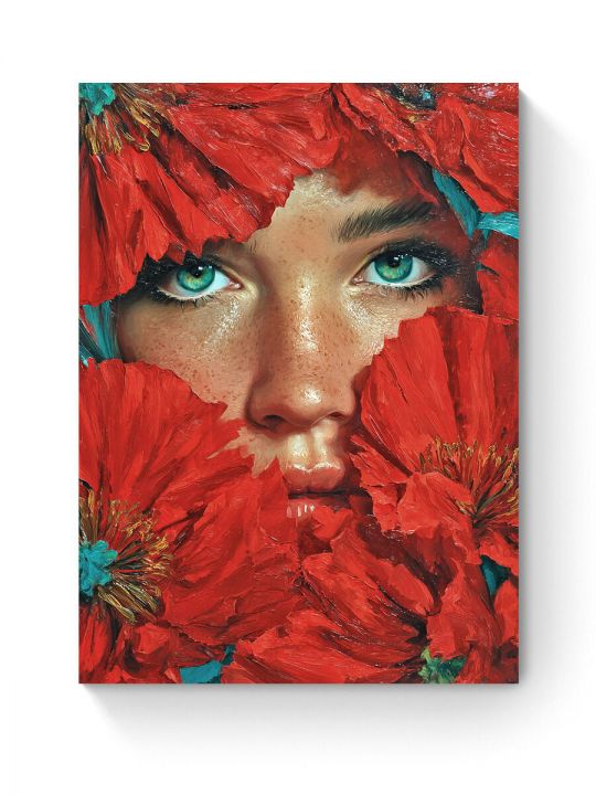 Алмазная мозаика на подрамнике «Девушка в маках» 50x40 см