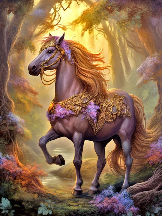 Алмазная мозаика без подрамника «Сказочный конь» 40x30 см