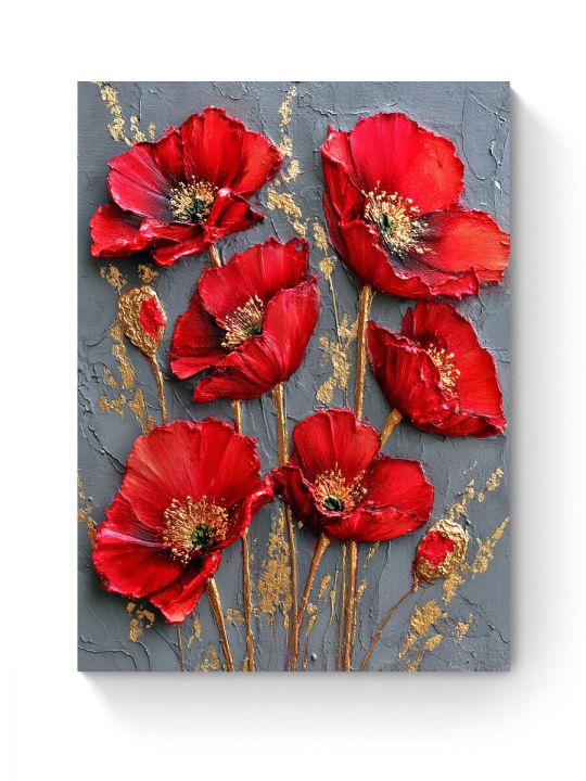 Алмазная мозаика на подрамнике «Красные маки» 50x40 см