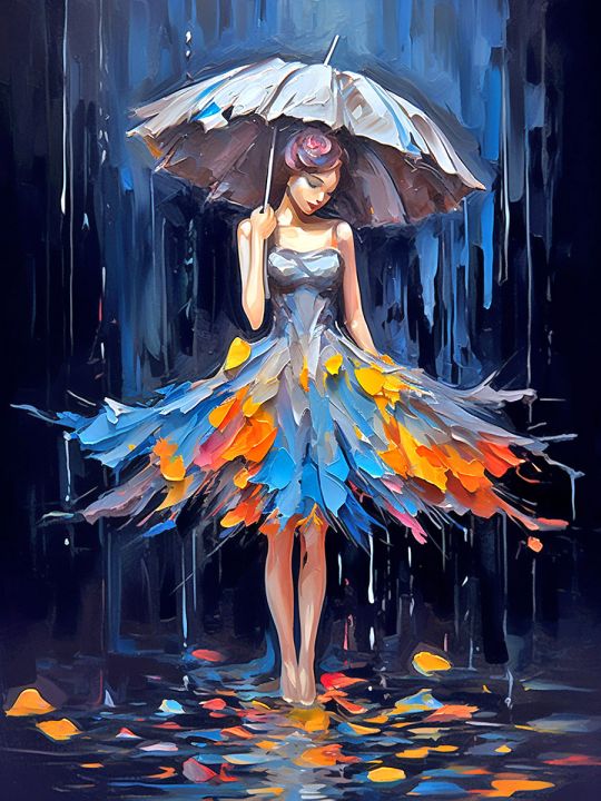 Алмазная мозаика без подрамника «Под зонтом» 70x50 см