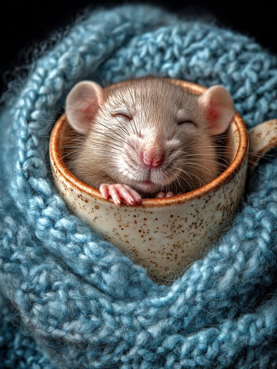 Алмазная мозаика без подрамника «Спящий мышонок» 70x50 см