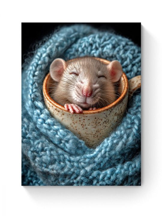 Алмазная мозаика на подрамнике «Спящий мышонок» 50x40 см