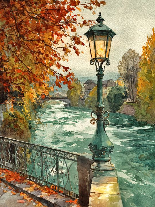 Алмазная мозаика без подрамника «Старый фонарь» 40x30 см