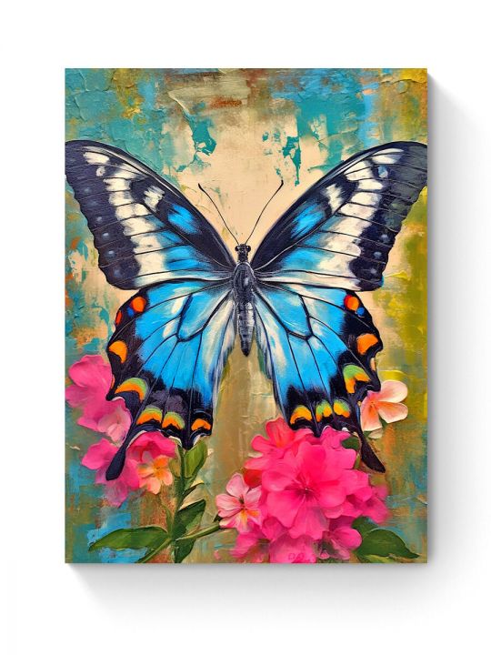 Алмазная мозаика на подрамнике «Синяя бабочка» 50x40 см