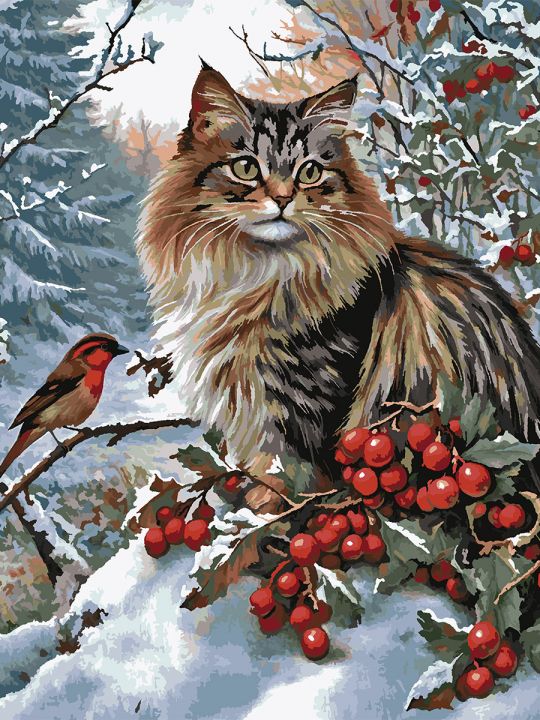 Картина по номерам без подрамника «Пушистый кот» 130x100 см