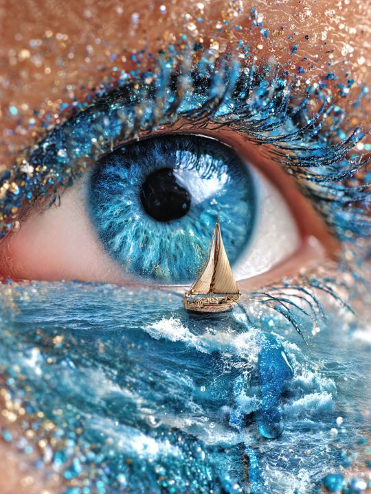 Алмазная мозаика без подрамника «Взгляд на море» 130x100 см