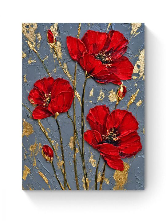 Алмазная мозаика на подрамнике «Красные маки» 50x40 см