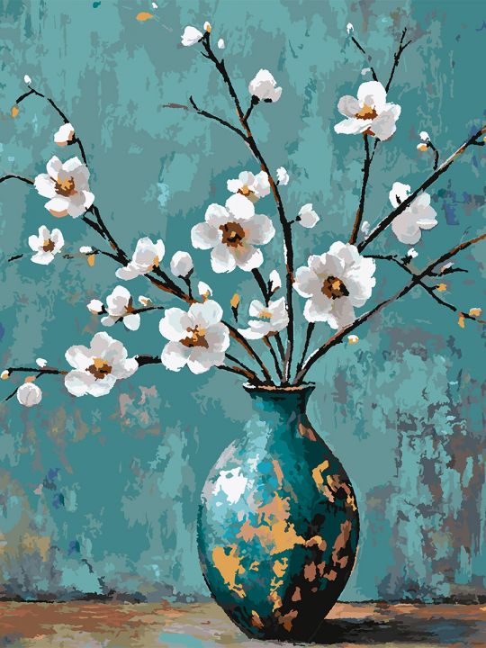 Картина по номерам без подрамника «Ветка миндаля» 90x70 см