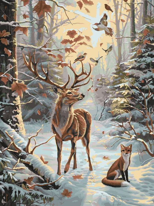 Картина по номерам без подрамника «Сказка в лесу» 80x60 см