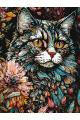 Картина по номерам без подрамника «Цветочный кот» 90x70 см