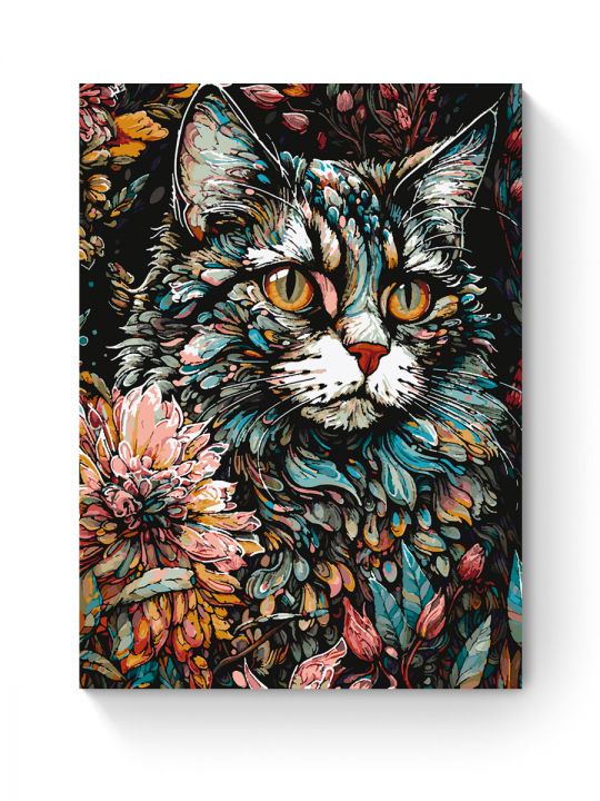 Картина по номерам на подрамнике «Цветочный кот» 90x70 см