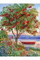 Алмазная мозаика без подрамника «Рябина у реки» 40x30 см