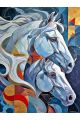 Алмазная мозаика без подрамника «Белые лошади» 50x40 см