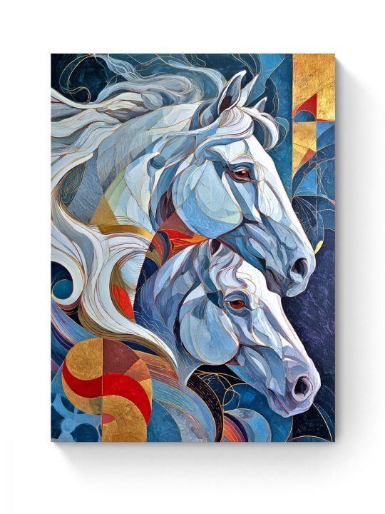 Алмазная мозаика на подрамнике «Белые лошади» 40x30 см