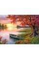 Алмазная мозаика без подрамника «Лодка у берега» 40x30 см