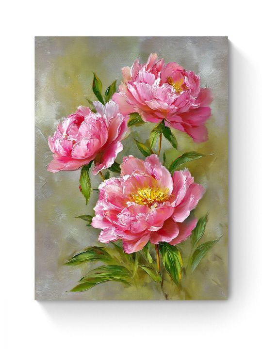 Алмазная мозаика на подрамнике «Розовые пионы» 50x40 см