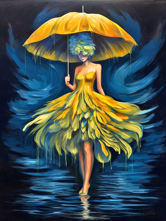 Алмазная мозаика без подрамника «Под зонтом» 70x50 см