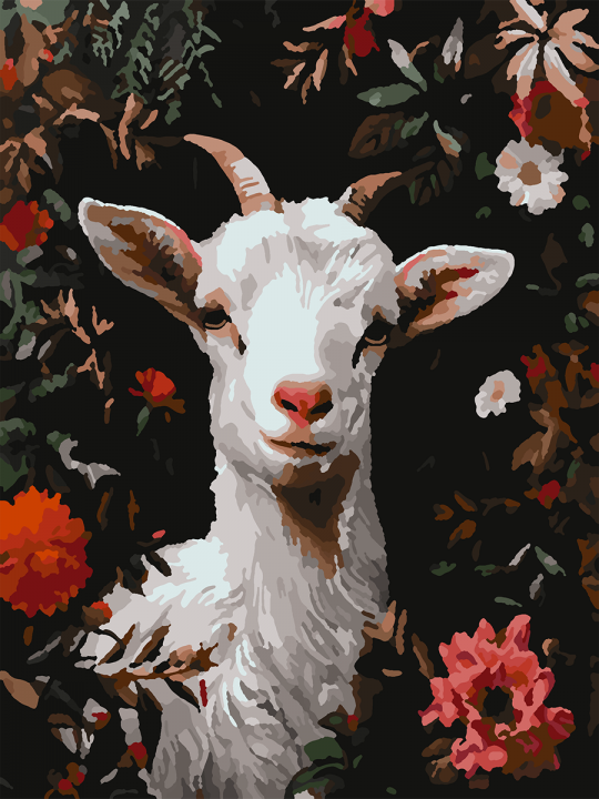 Картина по номерам без подрамника «Белая козочка» 25x20 см