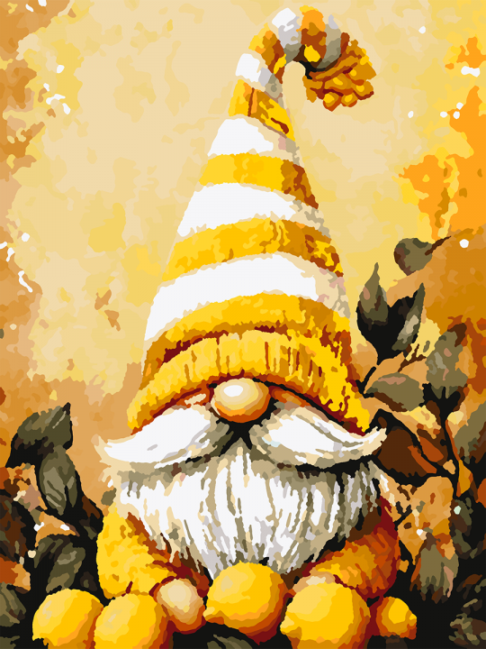 Картина по номерам без подрамника «Лимонный гном» 25x20 см