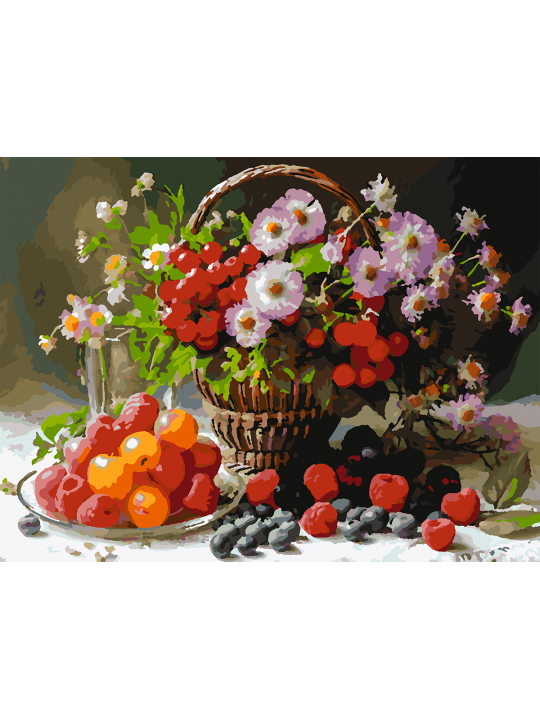 Картина по номерам без подрамника «Ягодный пир» 35x25 см