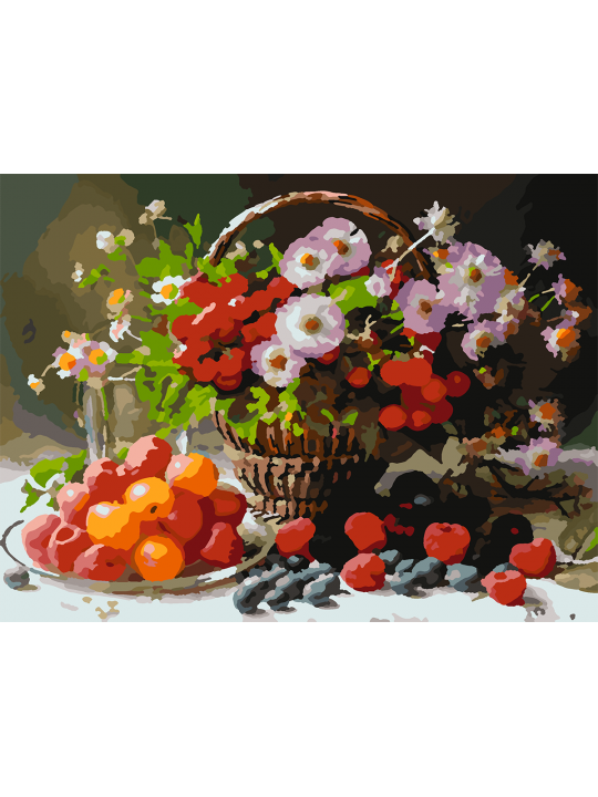 Картина по номерам без подрамника «Ягодный пир» 25x20 см