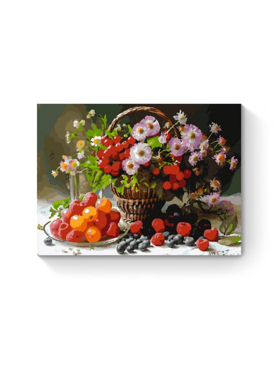Картина по номерам на подрамнике «Ягодный пир» 35x25 см