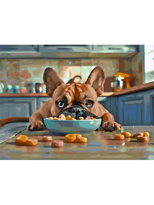 Картина по номерам без подрамника «Бульдожек» 25x20 см