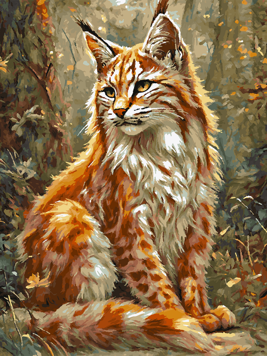 Картина по номерам без подрамника «Рысь в лесу» 80x60 см