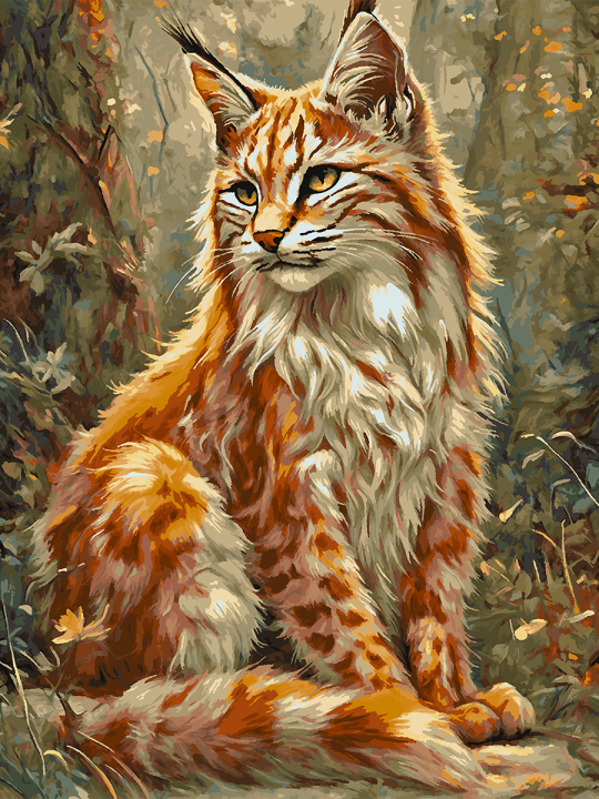 Картина по номерам без подрамника «Рысь в лесу» 130x100 см