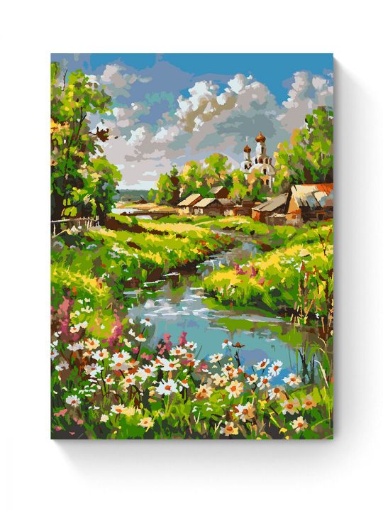 Картина по номерам на подрамнике «Русское село» 80x60 см
