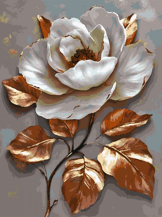 Картина по номерам без подрамника «Белый цветок» 80x60 см