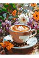 Картина по номерам на подрамнике «Цветы и латте» 70x50 см