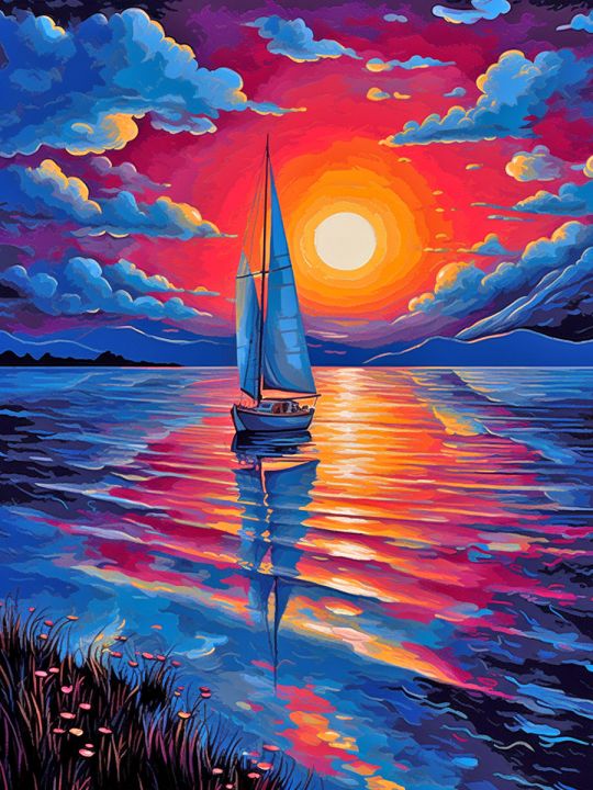 Алмазная мозаика без подрамника «Парусник» 50x40 см