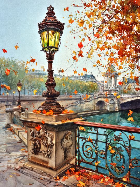 Алмазная мозаика без подрамника «Старый фонарь» 40x30 см