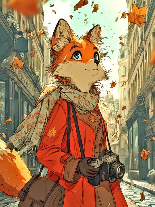 Алмазная мозаика без подрамника «Лис фотограф» 90x70 см