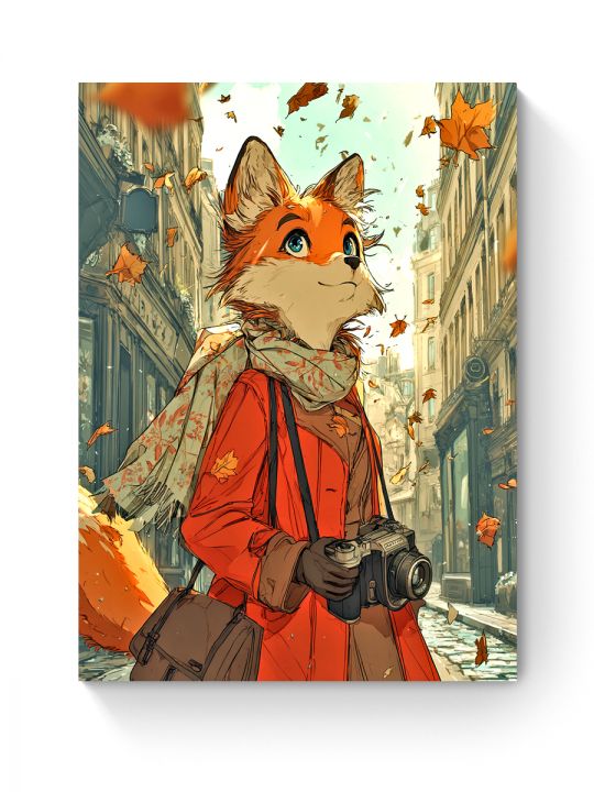 Алмазная мозаика на подрамнике «Лис фотограф» 70x50 см