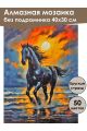 Алмазная мозаика без подрамника «Чёрный конь» 40x30 см