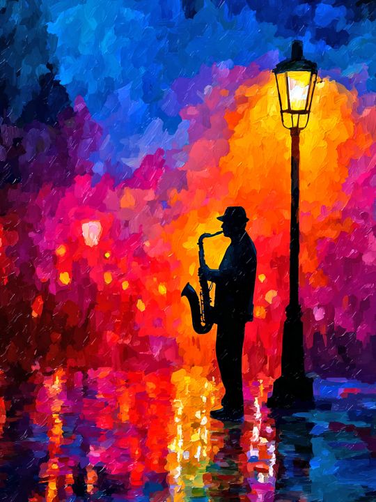 Алмазная мозаика без подрамника «Музыка в ночи» 50x40 см