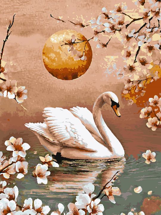 Картина по номерам без подрамника «Лебедь белый» 80x60 см