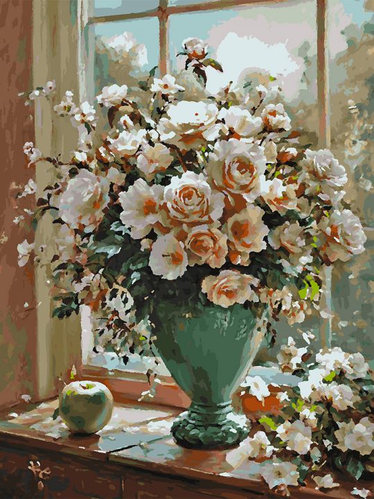 Картина по номерам без подрамника «Букет роз» 80x60 см