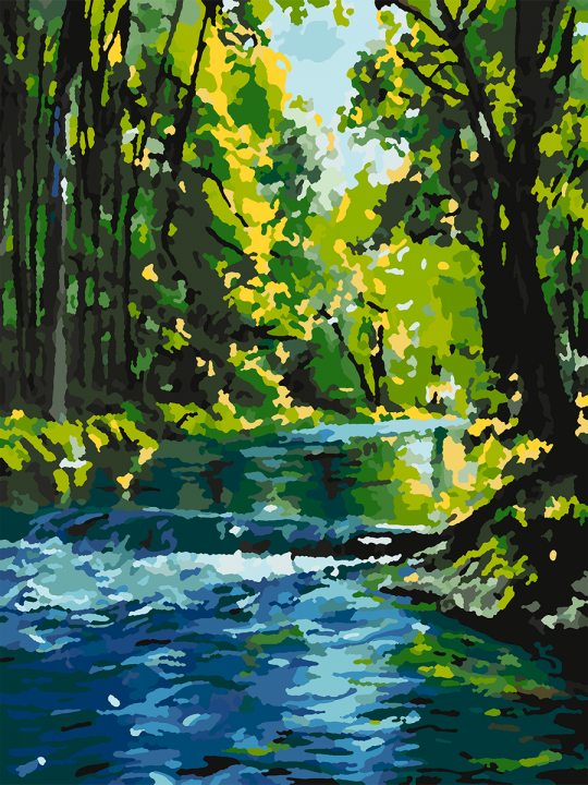 Картина по номерам без подрамника «Лесная река» 25x20 см