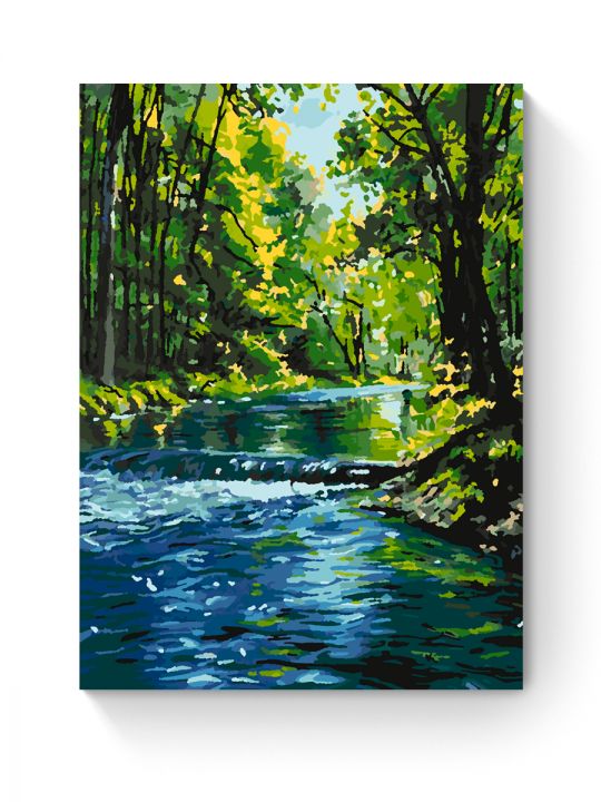 Картина по номерам на подрамнике «Лесная река» 35x25 см