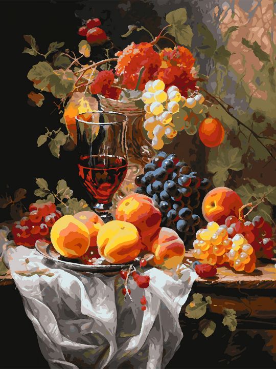 Картина по номерам без подрамника «Фруктовый пир» 80x60 см