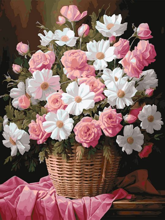 Картина по номерам без подрамника «Розовый букет» 80x60 см